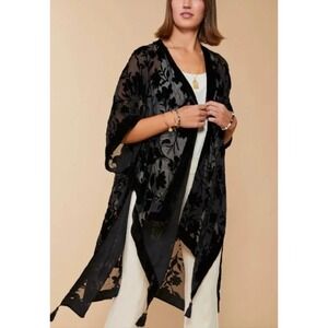 Spartina 449 Sheer Velvet Burnout OS Southern Quiet Luxury Coastal Boho Kimono
